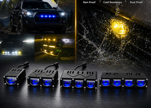 CNC-machined automotive tri-color LED grille light (high/low beam)